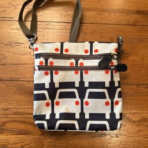 Orla Keily Automobile Car Cream and Navy Crossbody Bag